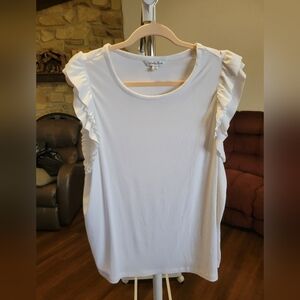 Charming Ruffle Sleeve White Blouse